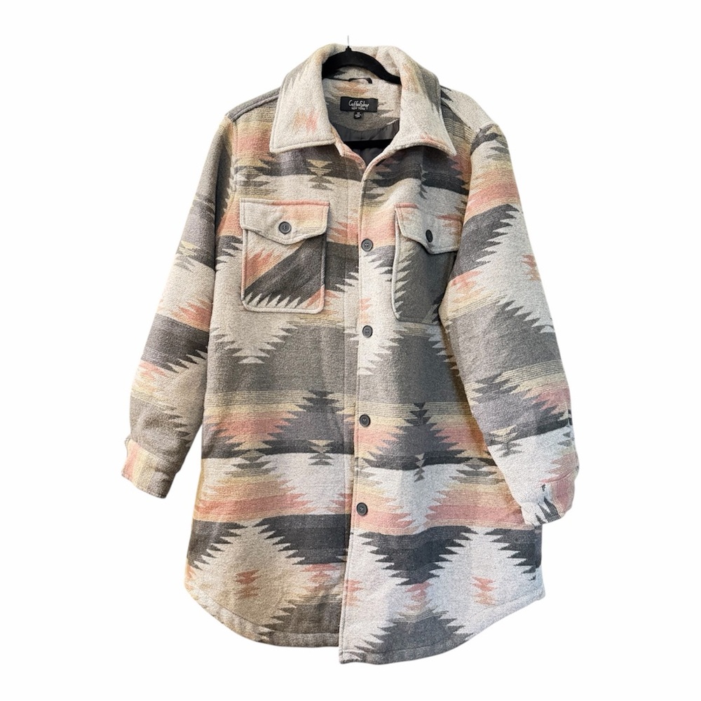 CoffeeShop Earthy Tones Button-Up Jacket